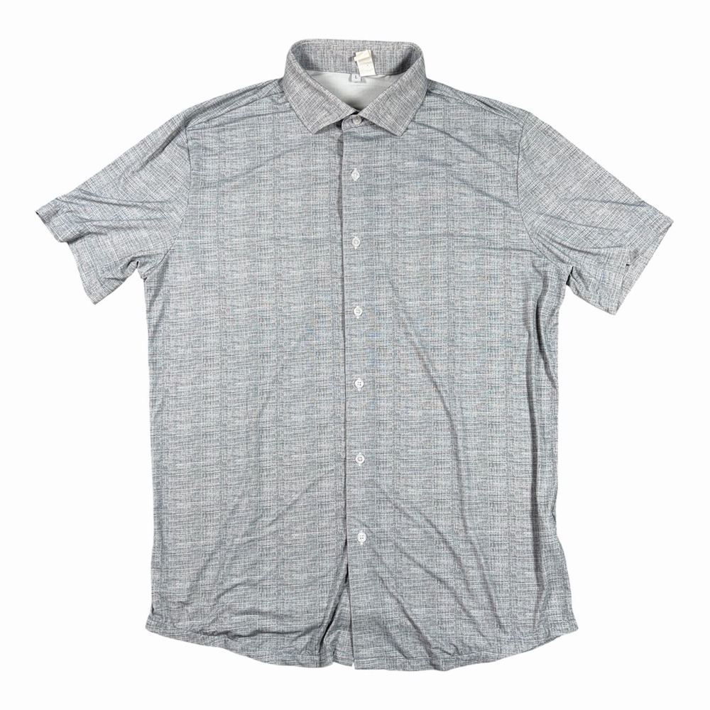 State & Liberty Shirt Men's Large Gray Tech Button Down Short Sleeve Performance